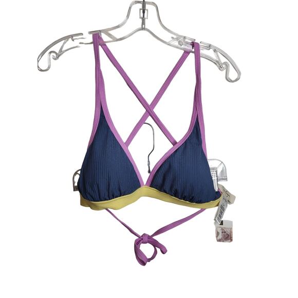 Jessica Simpson Blue X-Back Full-Support Triangle Bikini Swim Top, NWT, Large - Picture 3 of 6